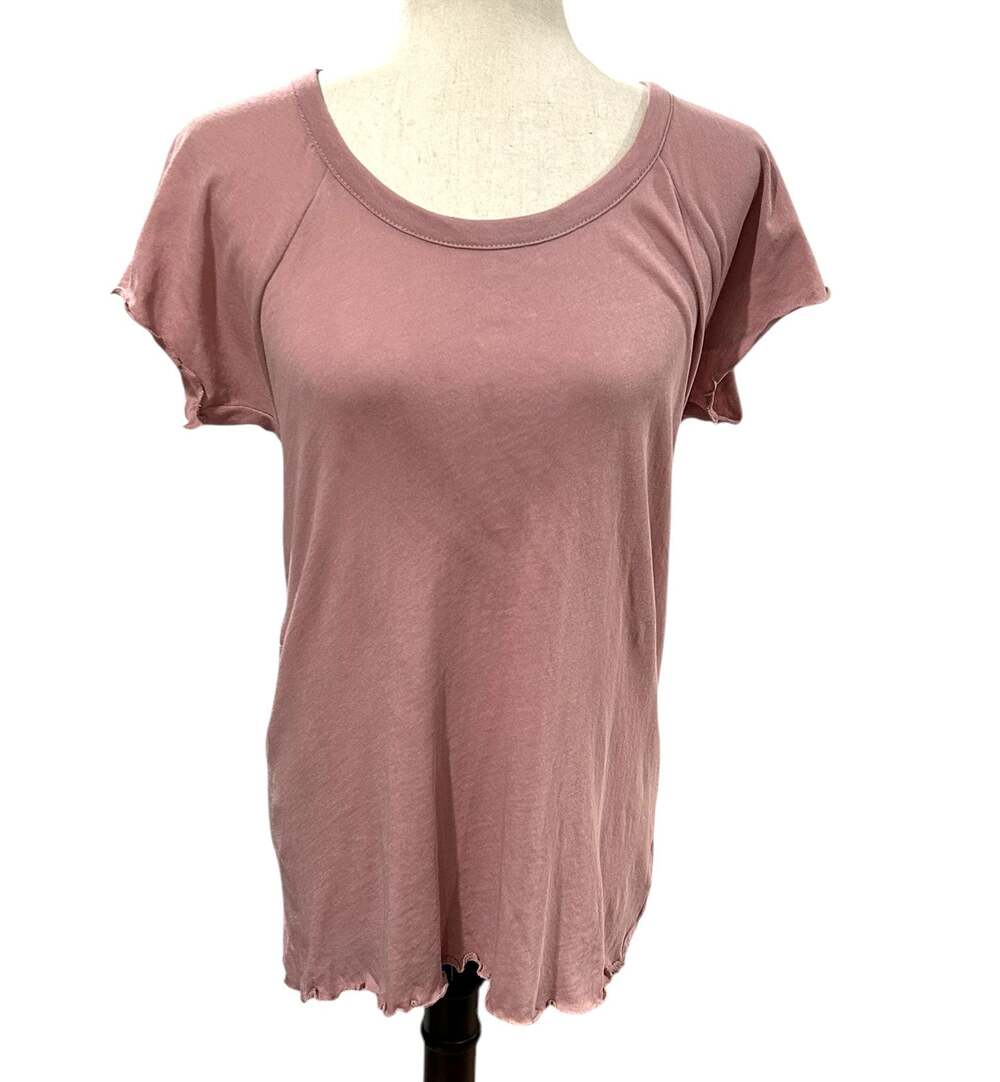 NEW NWT Chaser Flounce Cotton Top Short Sleeves Lattice Back Dusty Pink Size L